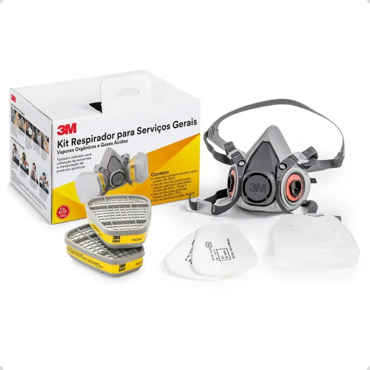 Kit Respirador 6200 + Cartucho 6003 3M