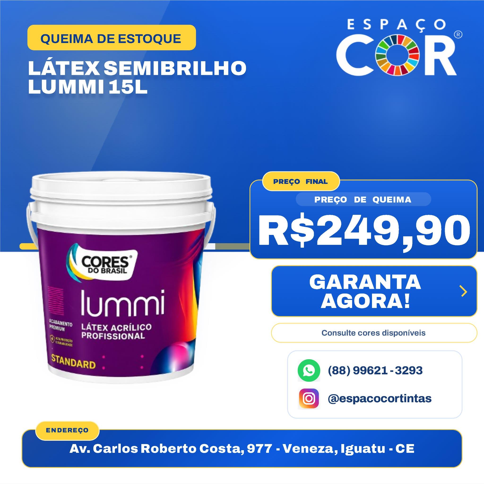 Oferta de tinta látex semibrilho Lummi de 15 litros na Espaço Cor
